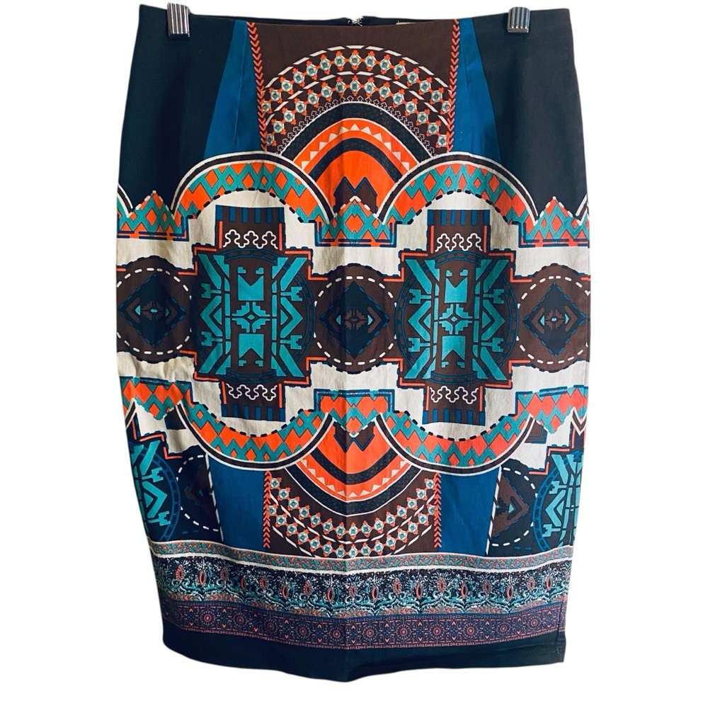 Flying Tomato Pencil Skirt in a fun and vibrant Aztec/geometric print Sz M